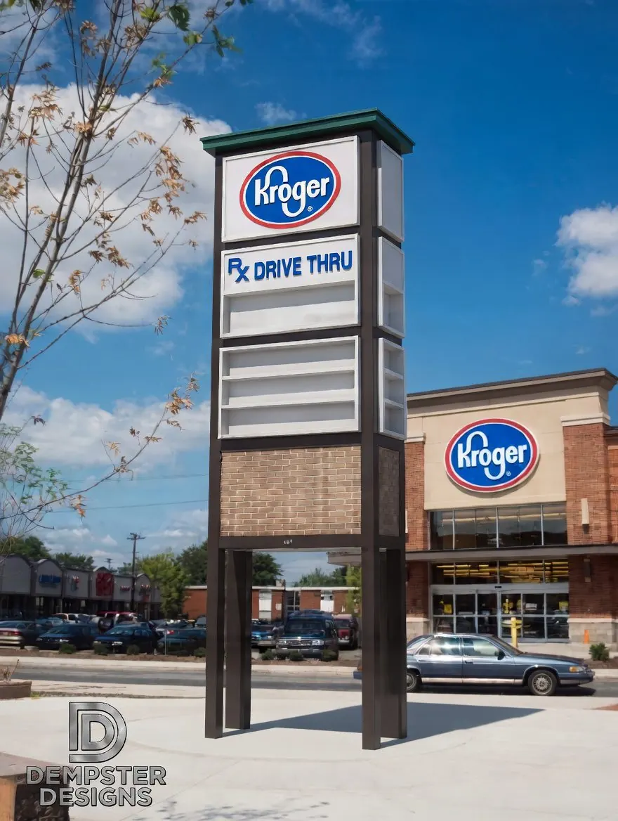 Kroger supermarket exterior with drive-thru sign