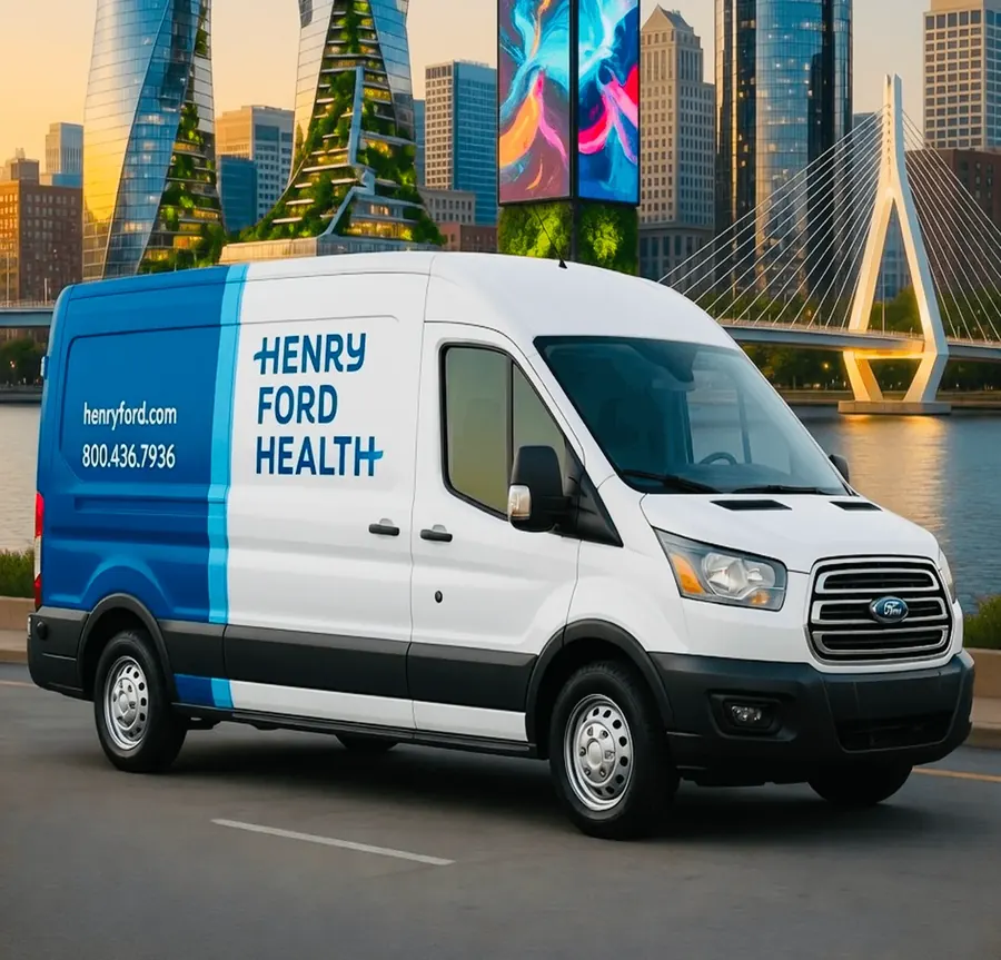 Medical van in urban setting